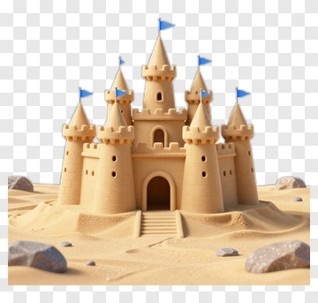 Sandcastle With Blue Flags PNG