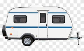 White Travel Trailer With Blue Stripes PNG