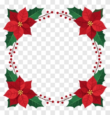 Poinsettia Floral Wreath PNG