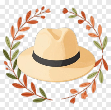 Hat Surrounded By Floral Wreath PNG