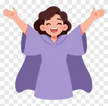 Cartoon Girl With Open Arms PNG