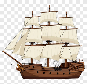 Sailing Ship With White Sails PNG