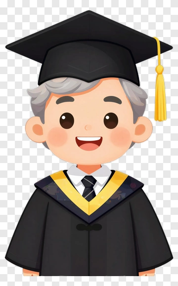 Cartoon Graduate Smiling In Cap And Gown PNG