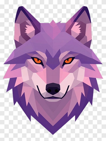 Polygonal Purple Wolf Head PNG