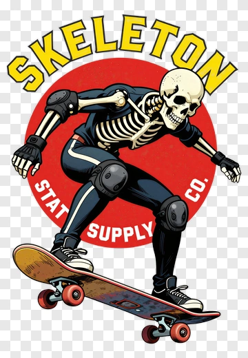 Cartoon Skeleton Skateboarding PNG