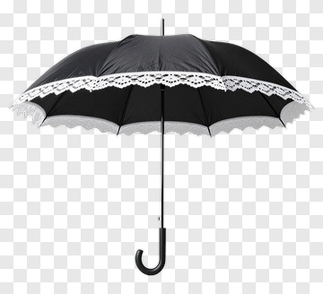 Black Umbrella With Lace Trim PNG