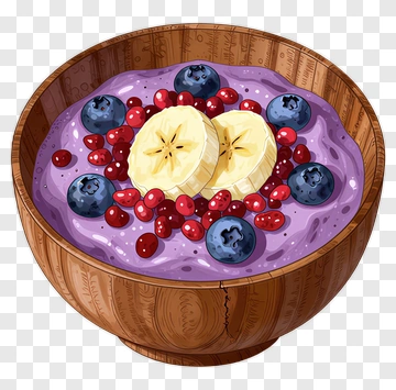 Bowl Of Smoothie With Bananas And Berries PNG