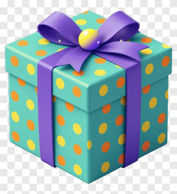 Colorful Gift Box With Polka Dots PNG
