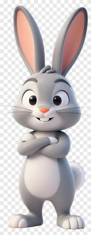 Cartoon Rabbit Smiling With Crossed Arms PNG