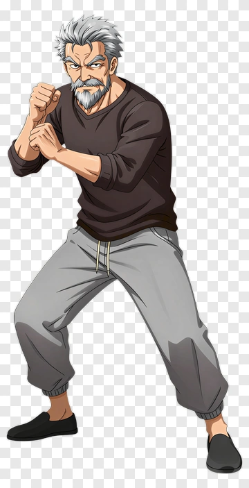 Anime Character In Fighting Pose PNG