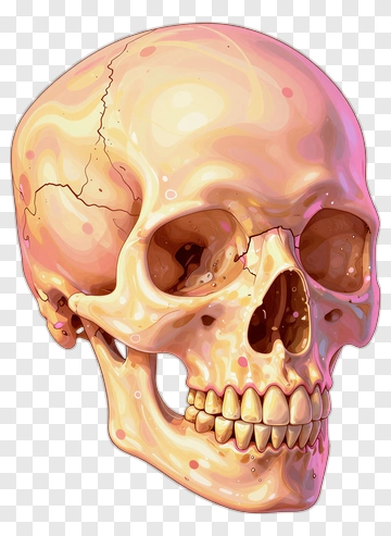 Cartoon Skull With Cracks PNG