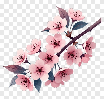 Pink Cherry Blossom Branch PNG