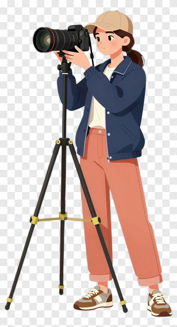 Photographer Using A Camera On A Tripod PNG