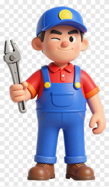 3D Mechanic Holding A Wrench PNG