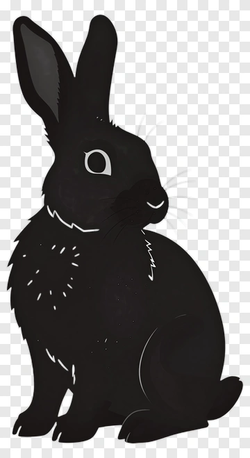Black Rabbit Sitting PNG
