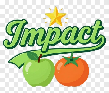 Impact With Green Apple And Orange Tomato PNG