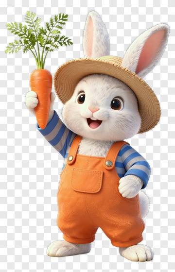 Cartoon Rabbit Holding A Carrot PNG