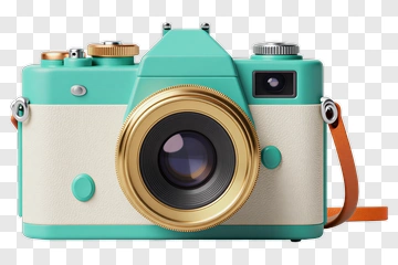 Vintage Camera With Gold Lens PNG