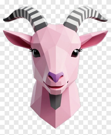 3D Pink Goat Head PNG