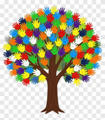 Colorful Handprint Tree PNG