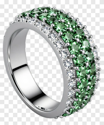 Green And Silver Decorative Ring PNG