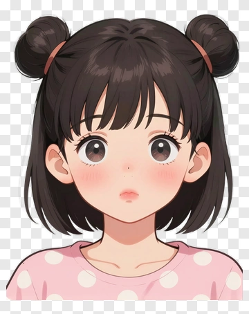Surprised Girl With Short Hair PNG