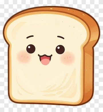 Cartoon Slice Of Bread With A Happy Face PNG