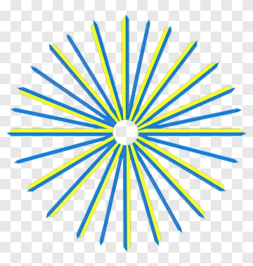 Geometric Starburst Design In Blue And Yellow PNG