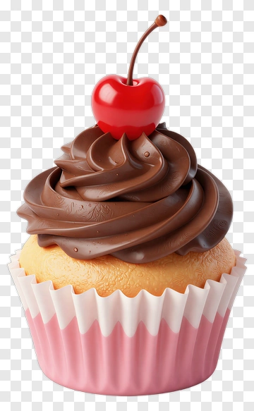 Chocolate Cupcake With Cherry Topping PNG