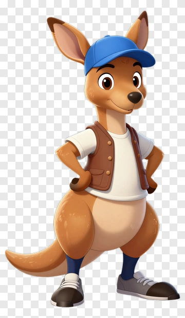 Cartoon Kangaroo Wearing A Cap And Vest PNG