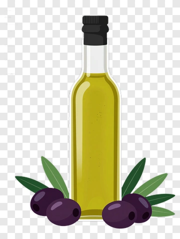 Olive Oil Bottle With Olives And Leaves PNG