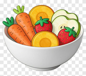 Colorful Fruit And Vegetable Bowl PNG