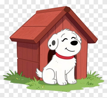 Cartoon Dog Sitting In A Doghouse PNG