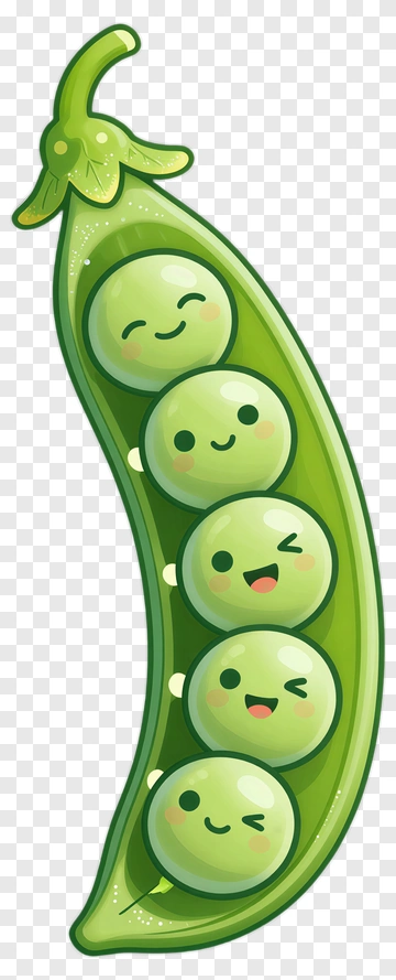 Cartoon Peas In A Pod With Smiling Faces PNG