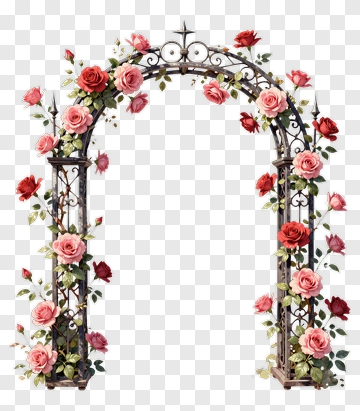 Rose Arbor With Floral Decoration PNG