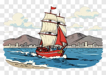 Sailing Ship On The Ocean PNG