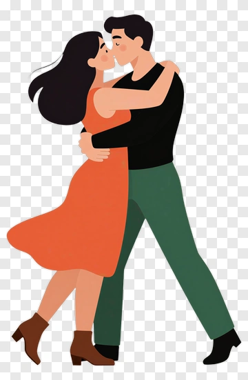 Happy Couple Embracing While Dancing PNG