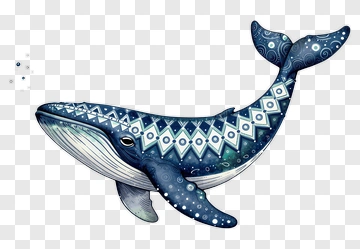 Colorful Whale With Geometric Patterns PNG