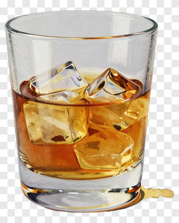 Whiskey Glass With Ice Cubes PNG