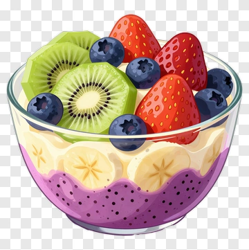 Colorful Fruit Salad In A Glass Bowl PNG