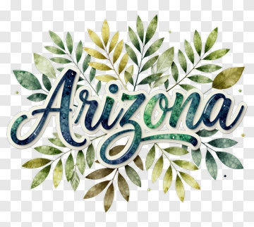 Arizona Text With Greenery PNG