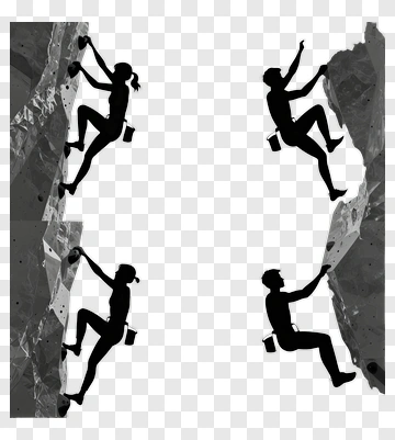 Rock Climbers On Vertical Cliff PNG