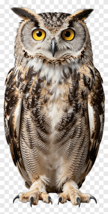 Realistic Owl With Yellow Eyes PNG