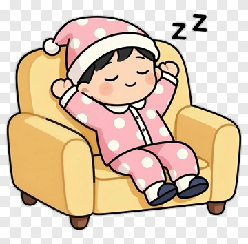 Cartoon Child Sleeping On A Couch PNG