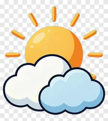 Cartoon Sun With Clouds PNG
