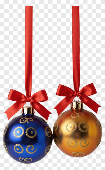 Christmas Ornaments With Red Ribbons PNG