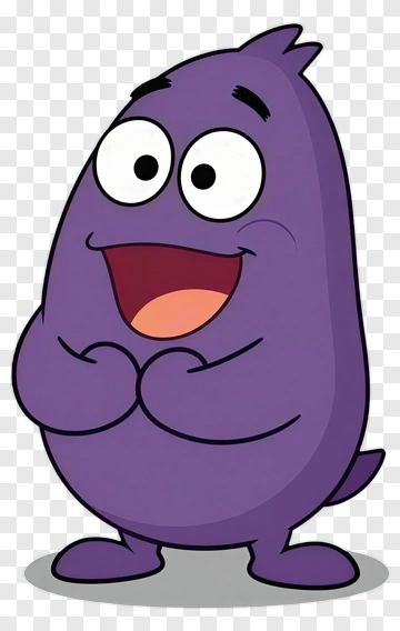 Purple Cartoon Character Smiling PNG