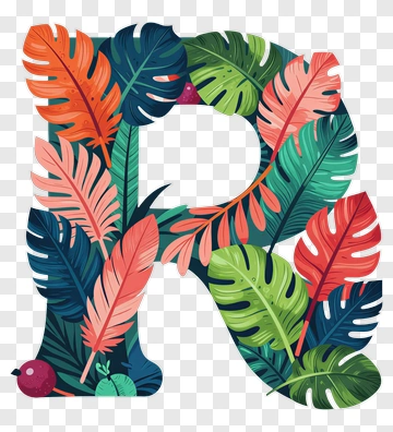 Colorful Leaf Letter R PNG