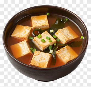 Bowl Of Tofu Soup With Green Onions PNG