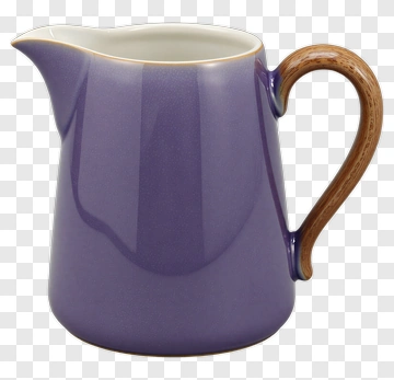 Purple Ceramic Jug With Wooden Handle PNG